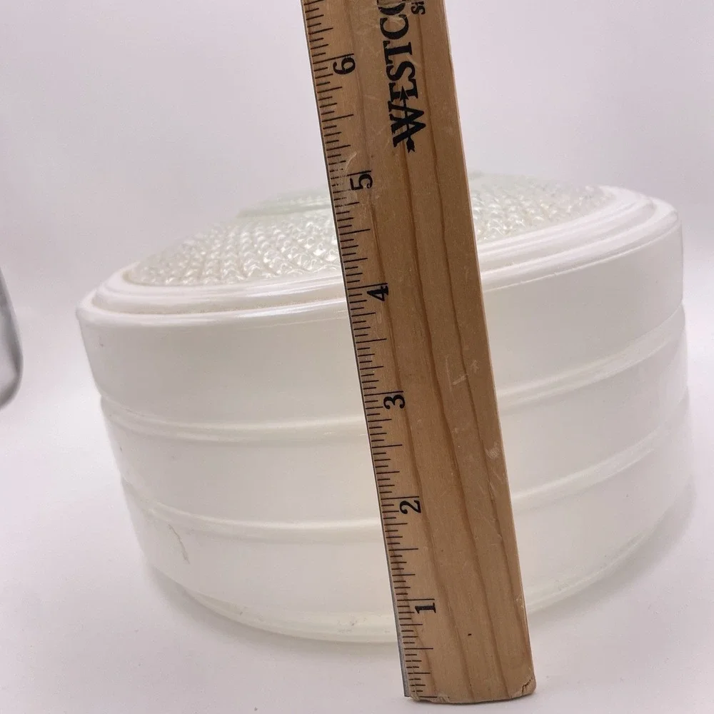 Vtg Art Deco White Milk Glass Light Shade Round Flush Globe 7.75